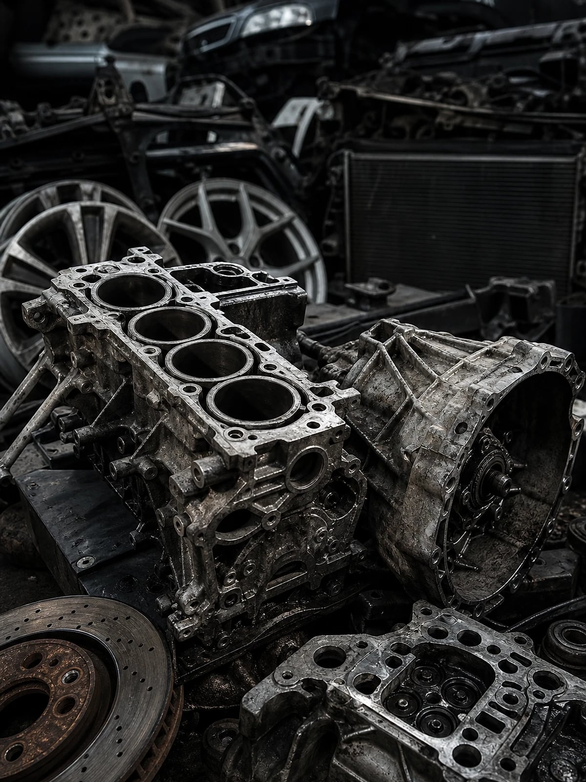 Oto hurdası — hurda araç motoru, şanzıman ve otomotiv metal parçaları