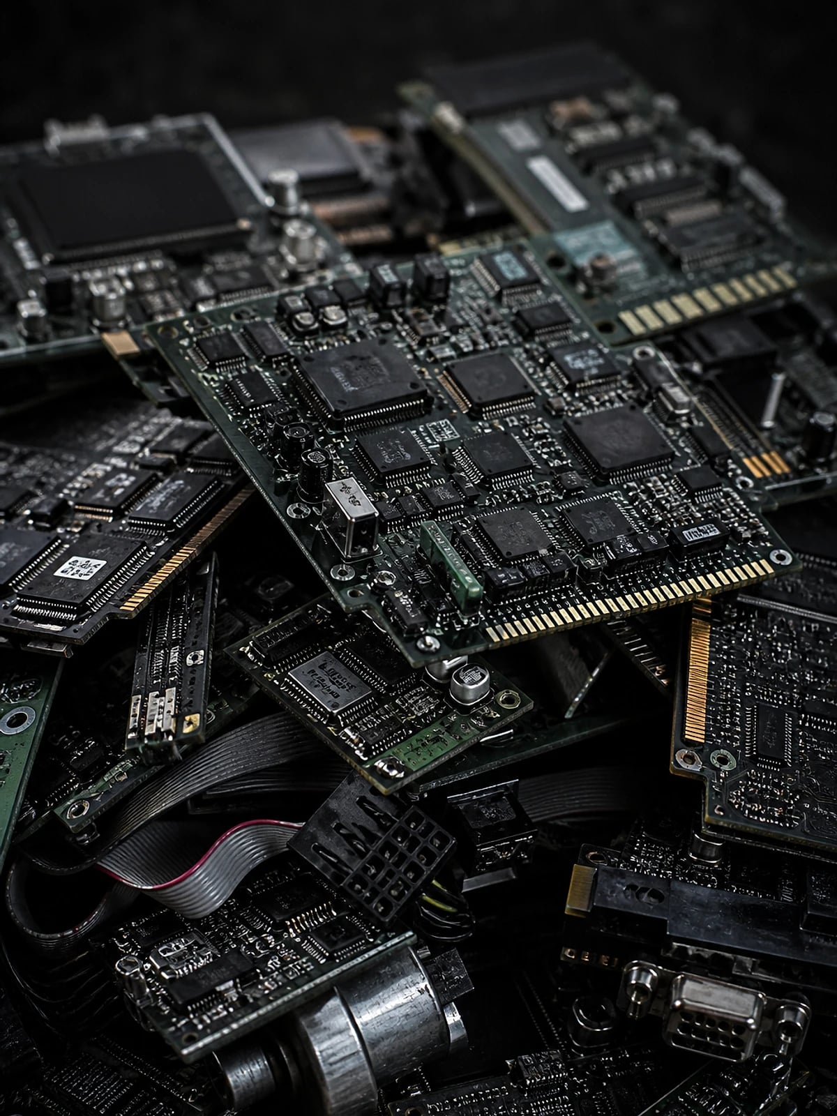 Elektronik hurdası — elektronik devre kartları ve e-atık bileşenleri